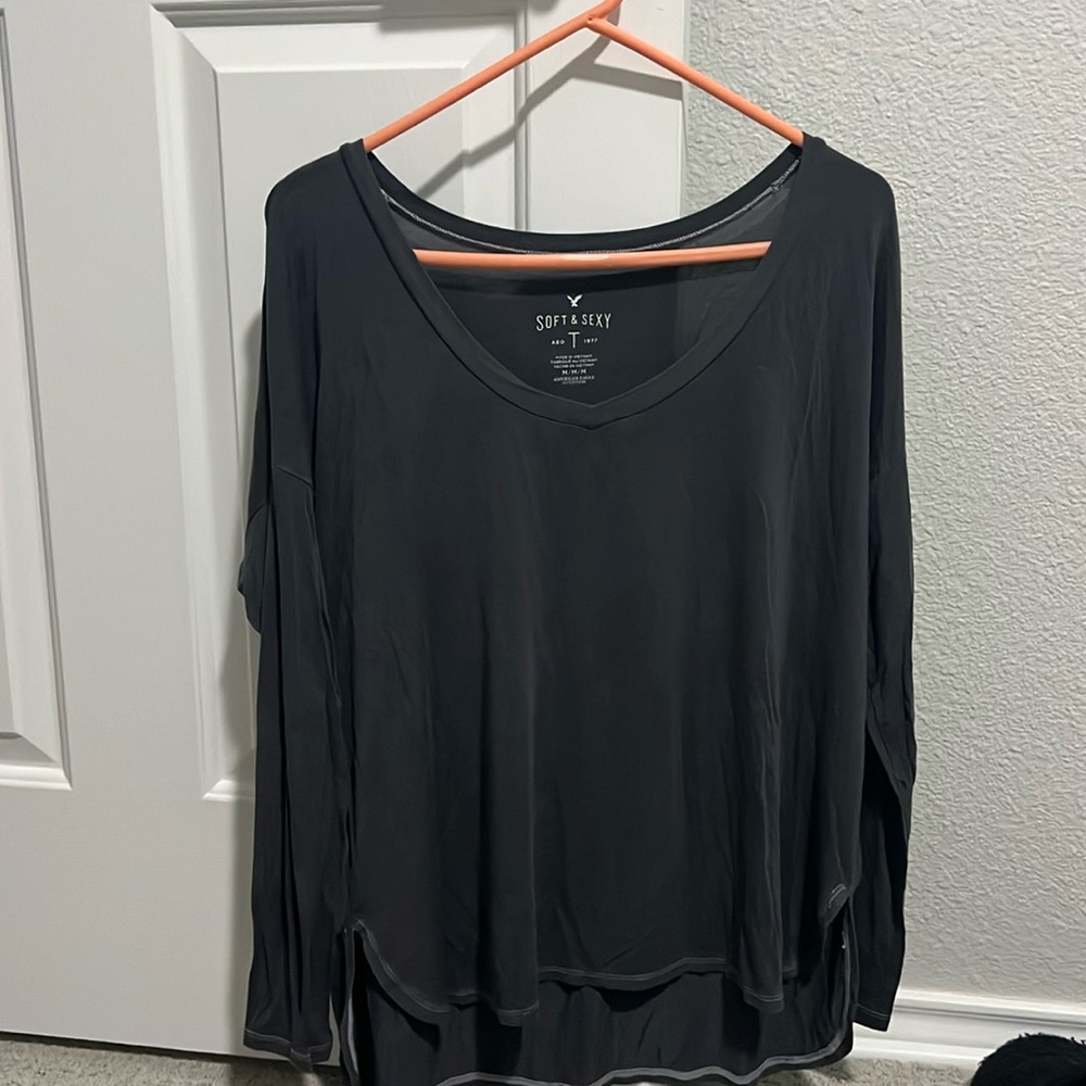 American Eagle Dark Gray Long Sleeve Shirt M